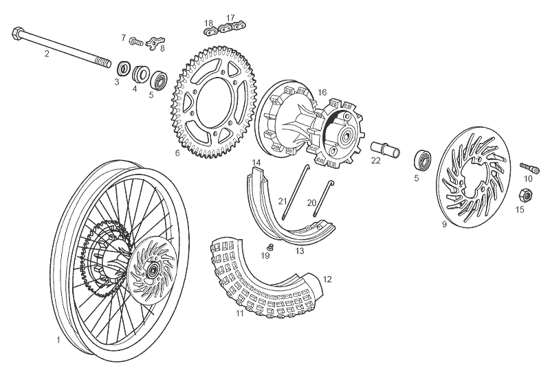 Derbi Senda SM 50 2T 2ª ED Black Devil E2 2003 - Achterwiel