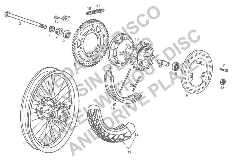 Derbi Senda SM 50 2T DRD Edition Black E2 2005 - Achterwiel
