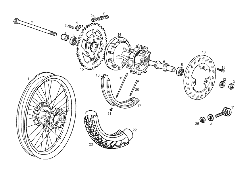 Derbi Senda SM 50 2T 2ª ED X-Treme E2 2004-2005 - Achterwiel