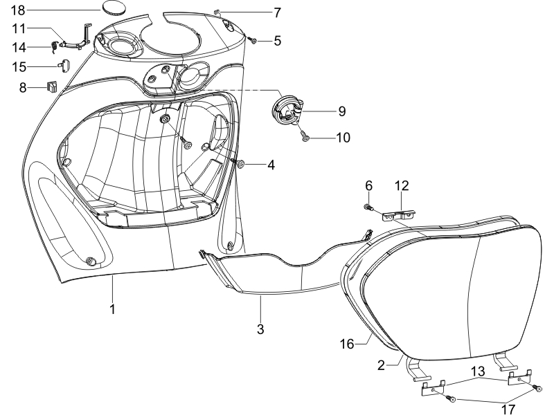 Zip 50 4T 25 Km/h NOABS E4 2018 - 2020 - Handschoennenklep & Klepje