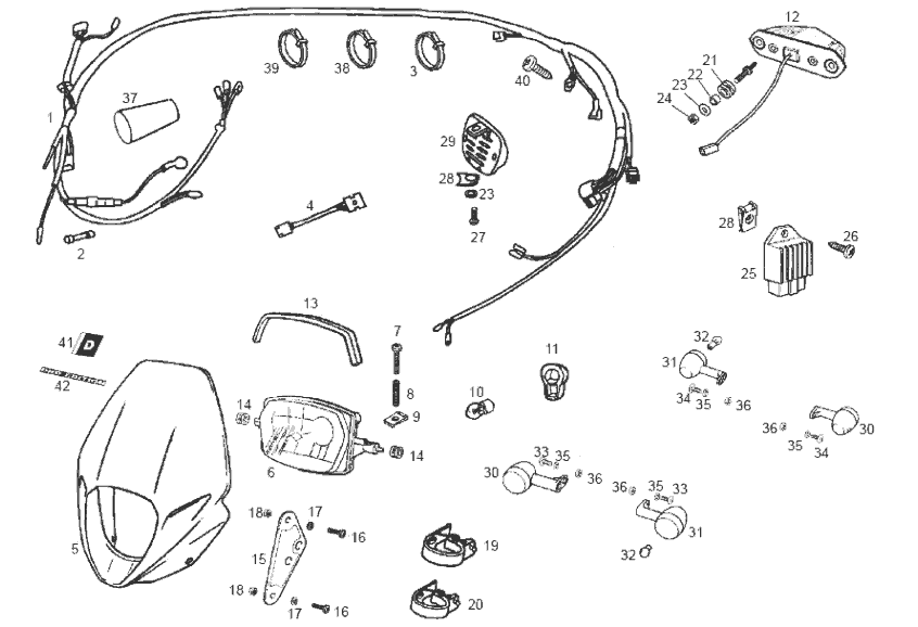 Derbi Senda SM 50 2T DRD Edition Black E2 2005 - Koplamp, Knipperlicht & Achterlicht