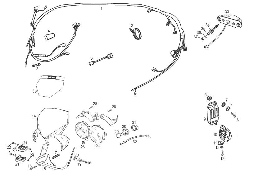 Derbi Senda SM 50 2T 2ª ED Black Devil E2 2003 - Koplamp, Knipperlicht & Achterlicht