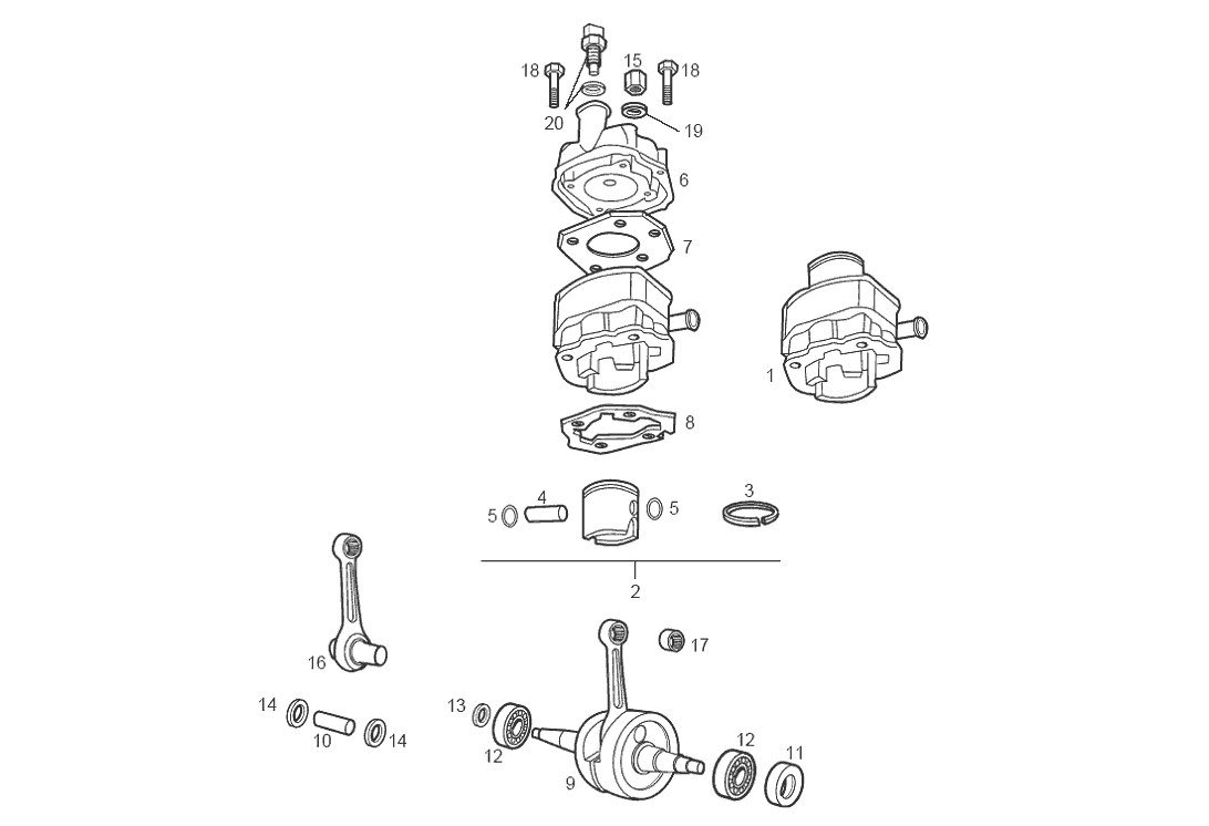 Derbi Senda SM 50 2T 2ª ED DRD 2002-2003 - Krukas, Cilinder & Zuiger