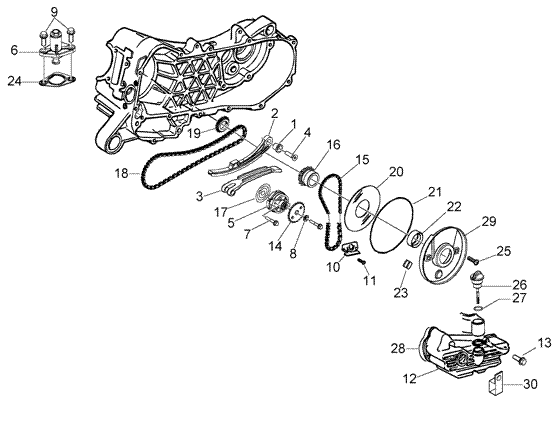 Vespa LX 50 4T 2005-2012 - Oliepomp & Carter