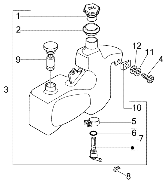 Vespa LX 50 2T - Olietank