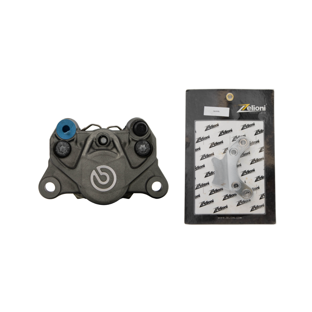 Brembo 2p Remklaw Gray + Zelioni 2p Adaptateur Chrome - Piaggio Zip SP / Vespa LX / Sprint