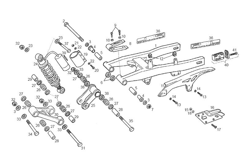 Derbi Senda SM 50 2T DRD Edition E2 2005 - Schommelarm & Schokbreker Achter