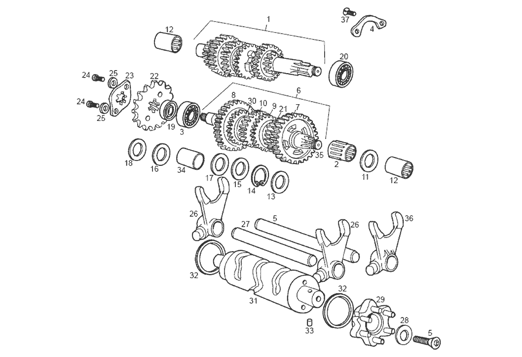 Derbi Senda SM 50 2T DRD Edition Black E2 2005 - Transmissie