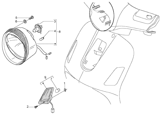 Vespa LX 50 4T 2005-2012 - Voorlichten