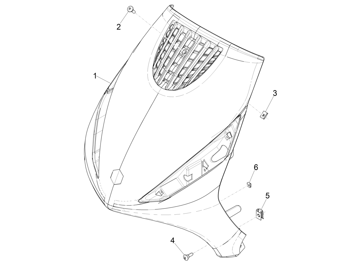 Zip 50 4T NOABS E5 2021-2023 - Voorschild/Kap