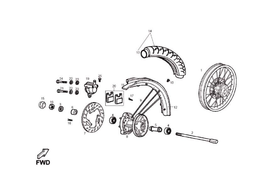 Derbi Senda SM 50 2T X-Treme E2 2006-2010 - Voorwiel