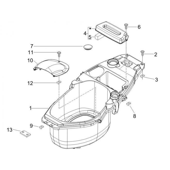 Beschermende helmbehuizing - onder het zadel | Zip 50 4T 25 Km/h NOABS E2 2006-2016 (EMEA)