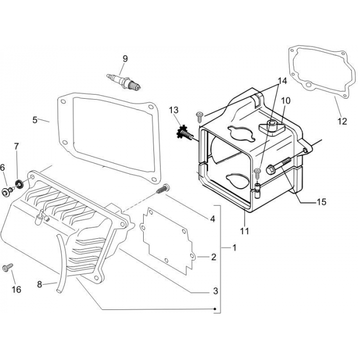 Coperchio di cilindro Zip 50 4T 25 km/h NOABS E2 2006-2016 (EMEA)
