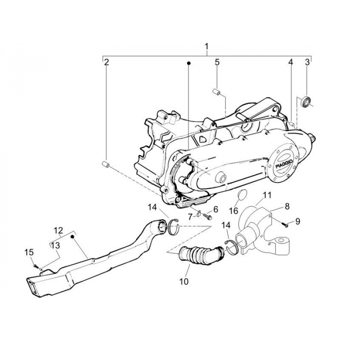 Copertura Kickstart - tubo d'aria | Zip 50 4T 25 km/h Noabs E2 2006-2016 (EMEA)