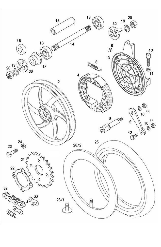 Tomos A3 / A35 - Achterwiel