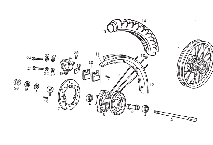 Derbi Senda SM 50 2T 2ª ED X-Treme E1 2003 – Voorwiel