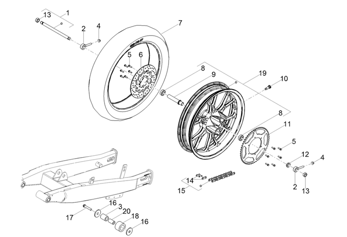 Derbi Senda SM 50 2T X-Treme E4 2019-2020 – Achterwiel