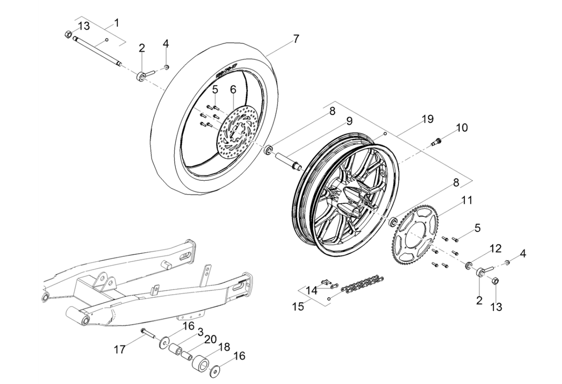 Derbi Senda SM 50 2T X-Treme Low Seat E4 2019 – Achterwiel