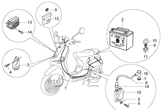 Vespa LX 50 4T - Elektrische Delen