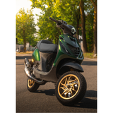 Set di cerchi Vespa RST incluso adattatore per tamburo freno 12 pollici nero opaco Piaggio Zip SP
