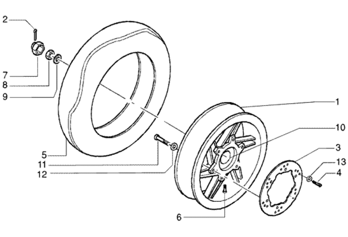Gilera DNA 50 2T E2 2005 – Achterwiel
