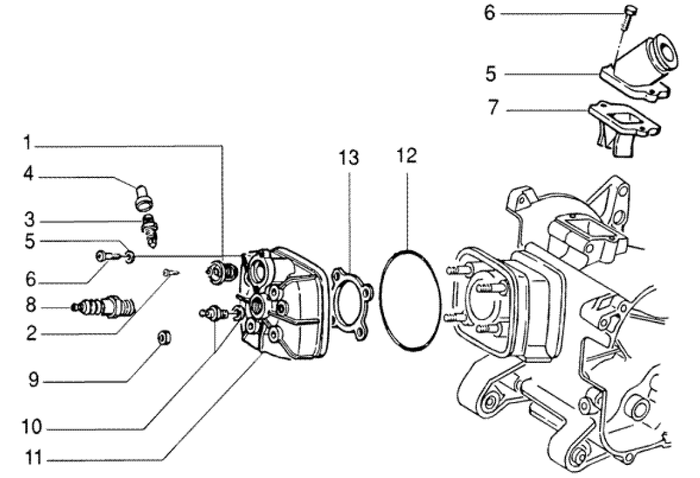 Gilera DNA 50 2T E2 2005 – Cilinderkop Spruitstuk