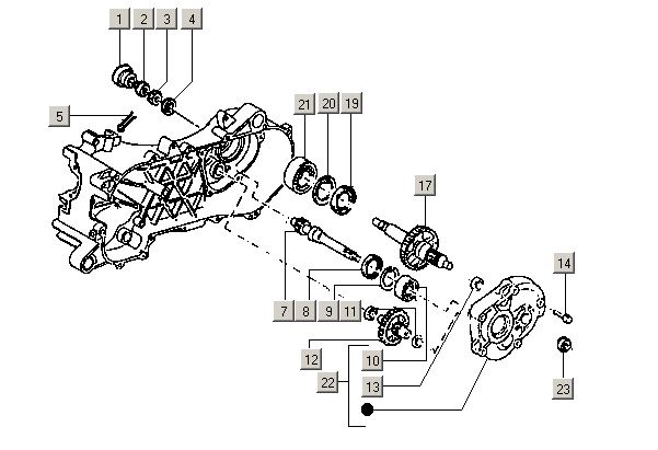Gilera ICE 50 2T E2 2002-2005 – Aandrijfschacht