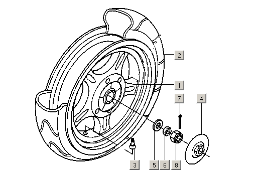Gilera ICE 50 2T E2 2002-2005 – Achterwiel Velg Remschoenen