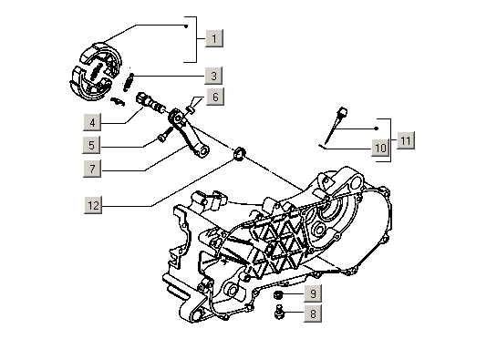 Gilera Stalker 50 2T E1 1998-2005 – Remklauw Achter Remblokken Achter Rempomp
