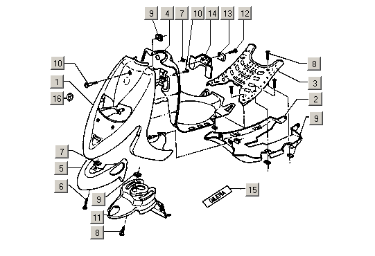 Gilera Stalker 50 2T E1 1998-2005 – Voorscherm Binnenbekleding Treeplank