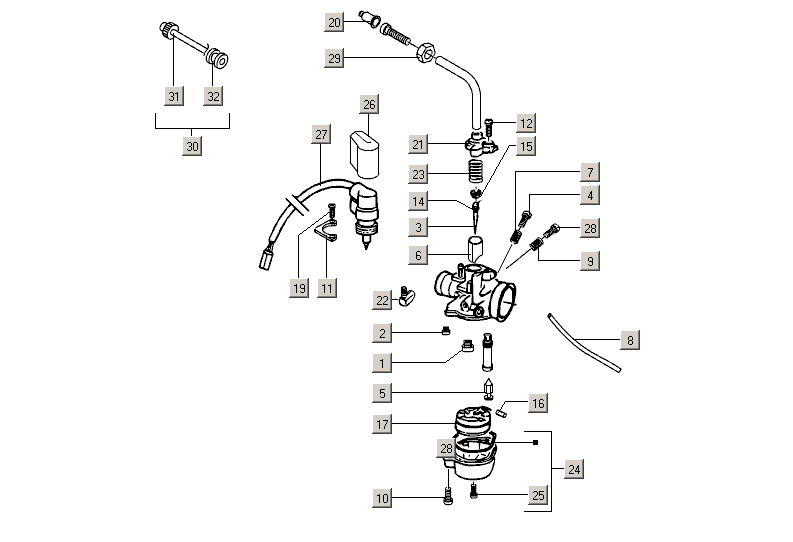 Gilera Stalker 50 2T E2 2005-2006 – Carburateuronderdelen Elektrische Choke