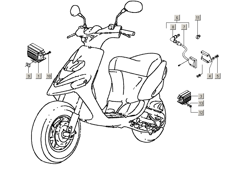 Gilera Stalker 50 2T E2 2005-2006 – Spanningsregelaar Bobine