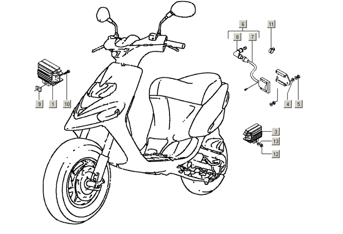 Gilera Stalker 50 2T E2 2005-2006 – Spanningsregelaar Bobine