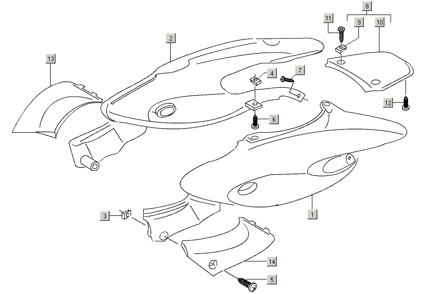 Gilera Stalker 50 2T E2 2005-2006 – Zijschermen Onderskirts