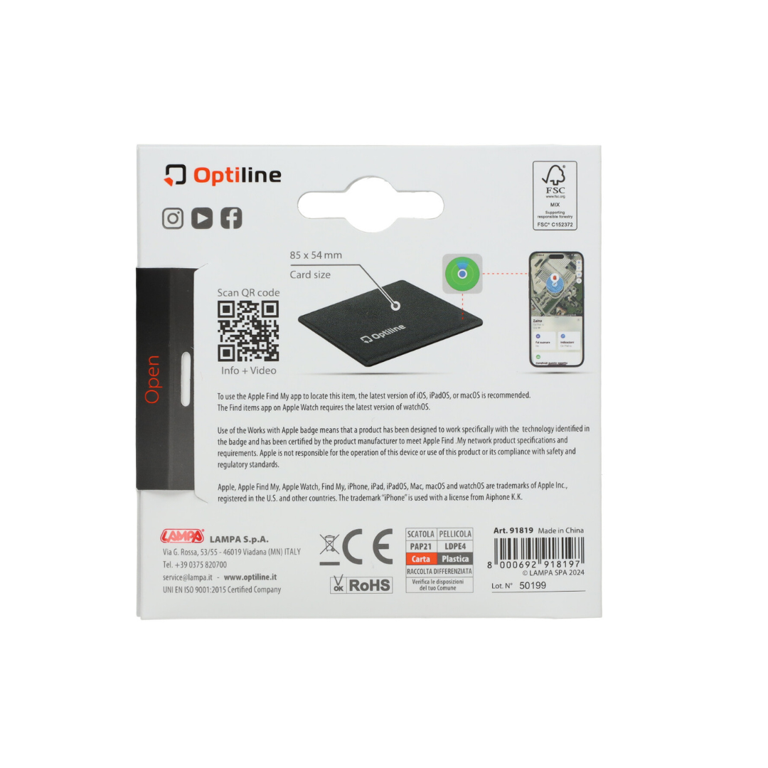 GPS Tracking System Optiline Tracker Self-adhesive 85x54x3 Black Moped/Fatbike