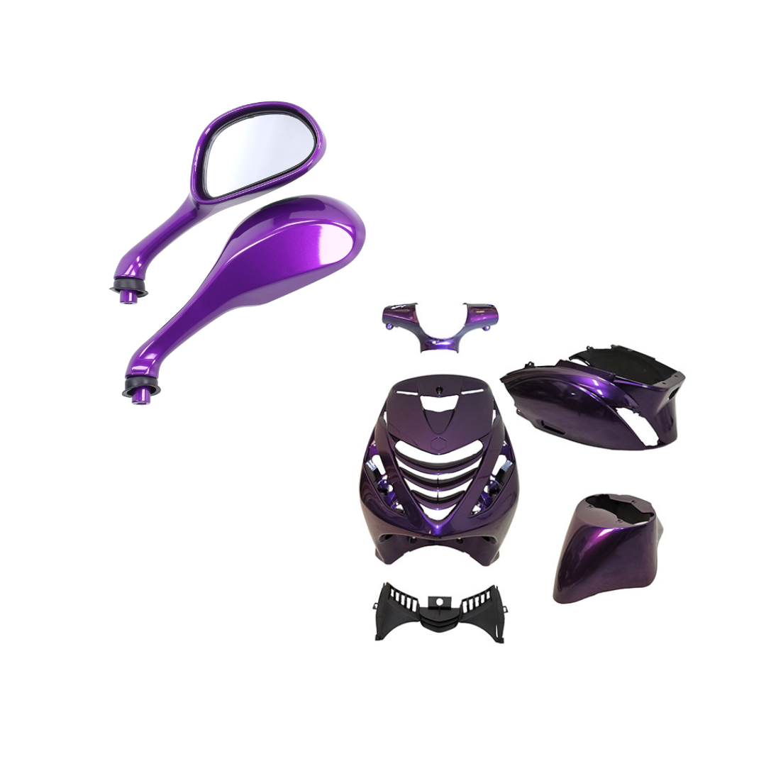 SP Kappenset + Runner Spiegels Twilight Paars Piaggio Zip Bundel