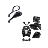 SP RS1 Kappenset + Runner Spiegels Glans Zwart Piaggio Zip Bundel