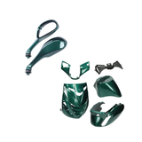 SP Kappenset + Runner Spiegels Jaguar Groen Piaggio Zip Bundel