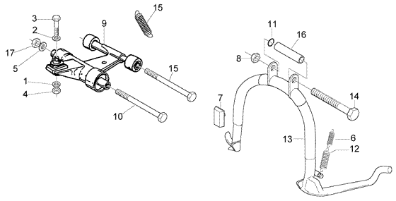 Vespa LX 50 4T - Subframe & Middenstandaard