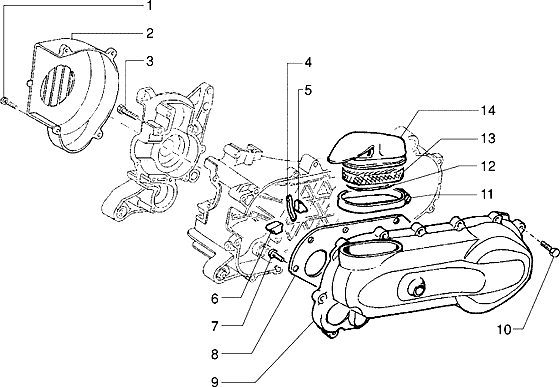 Piaggio Skipper 125 – Koppelingsdeksel Lüftergehäusedeckel