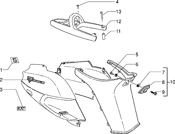 Piaggio Skipper 125 – Zentrale Abdeckung Typenschild