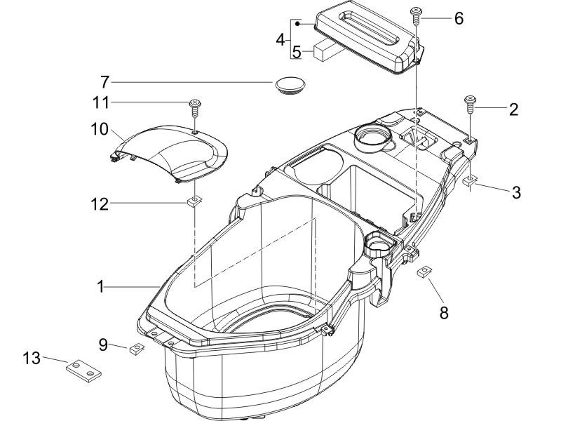 Piaggio Zip 50 4T NOABS E2 2006-2013 – Helmbak Onder Het Zadel