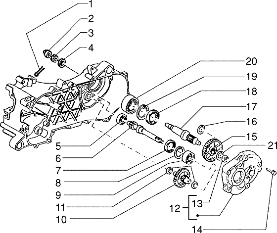Piaggio Zip Type 1 2 – Achterwiel As