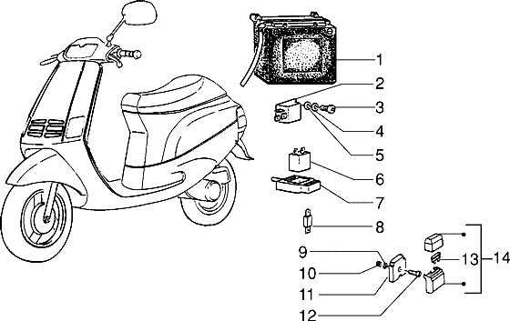 Piaggio Zip Type 3 – Batterij Fernschakelaars Blinkgeber
