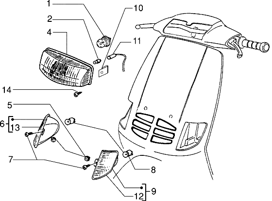 Piaggio Zip Type 3 – Koplampen