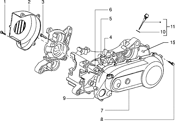 Piaggio Zip Type 3 – Koppelingsdeksel Lüftergehäuse Deckel