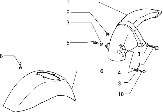 Piaggio Zip Type 3 – Spatbord Voor Achterspatbord