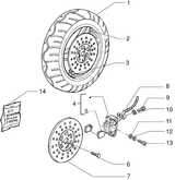 Piaggio Zip Type 3 – Voorwiel Remklauw (schijfremn Version)