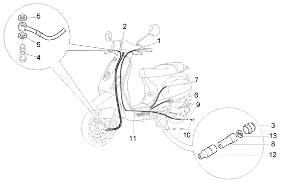 Vespa LX 50 2T – Bowdenkabel Remleiding