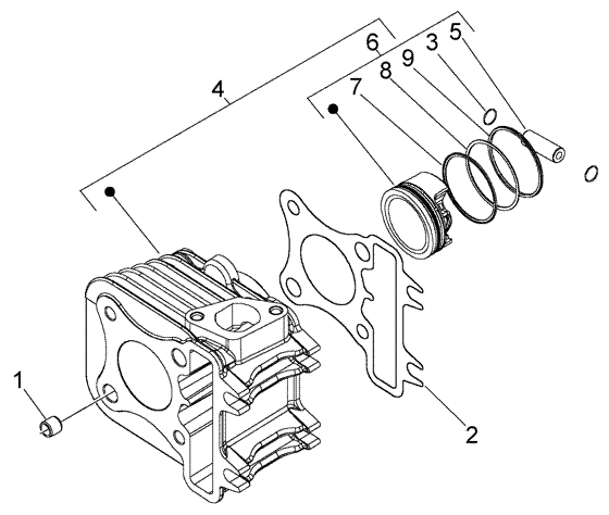 Vespa LX 50 4T – Cilinder Zuiger Zuigerpen Delen